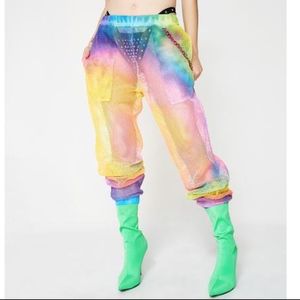 Rainbow mesh joggers